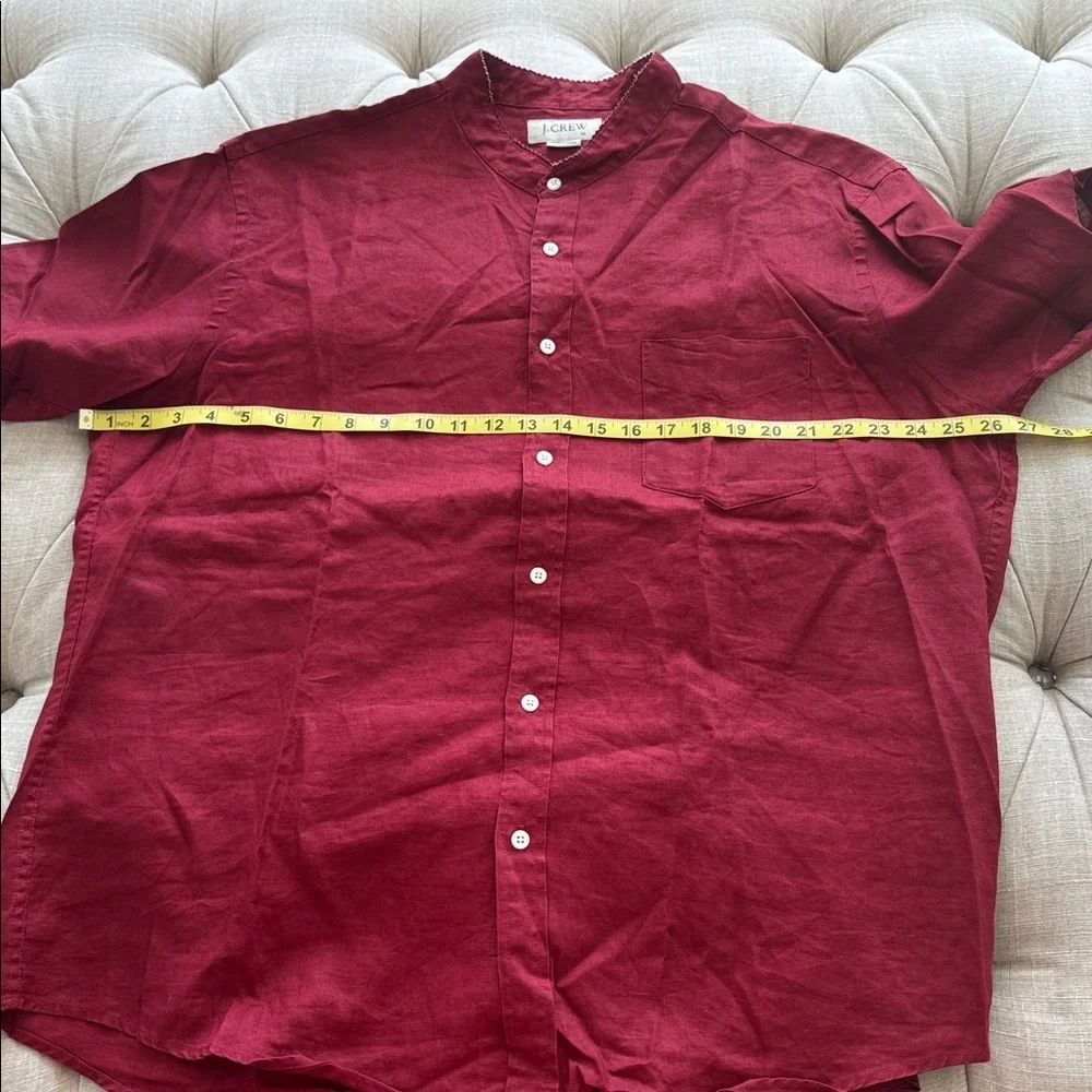J. Crew Men's Burgundy Button Down Shirt 100% Linen